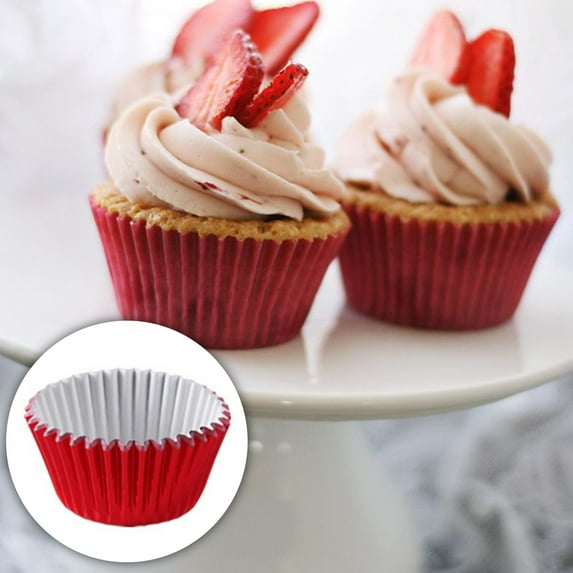 SPRING PARK 100Pcs Aluminum Foil Cupcake Liners Metallic Muffin Paper Cases Baking Cups