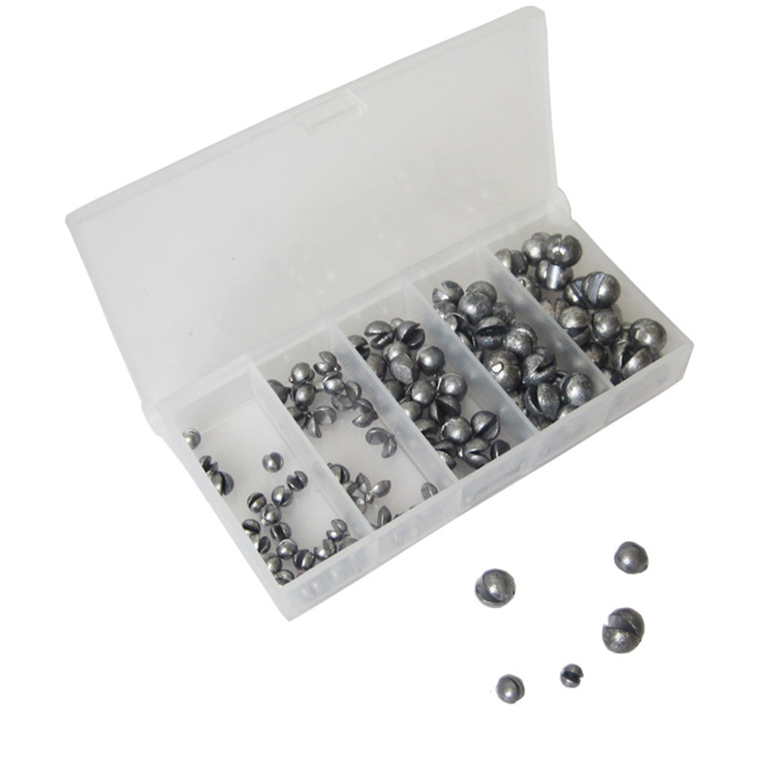 SPRING PARK 100Pcs Cannonball Fishing Open Bite Weights Sinkers Kit, Biting  Round Plumb Bob Tackle Gear with Free Tackle Box