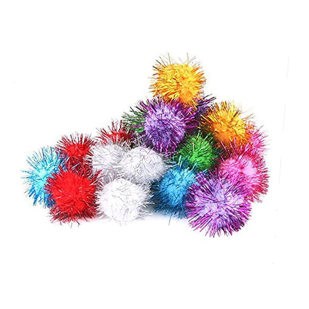 Tinsel Pom Poms Multicolour Mixed Sizes 100pcs 