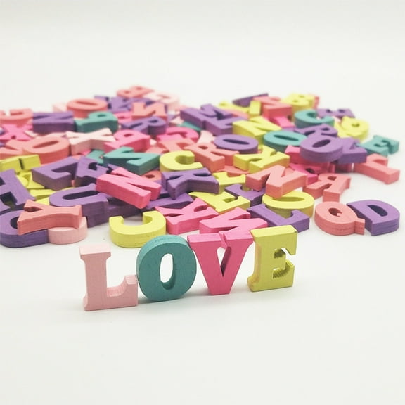 SPRING PARK 100Pcs Mini Bright Color English Letters Wooden Ornament DIY Scrapbooking Tools