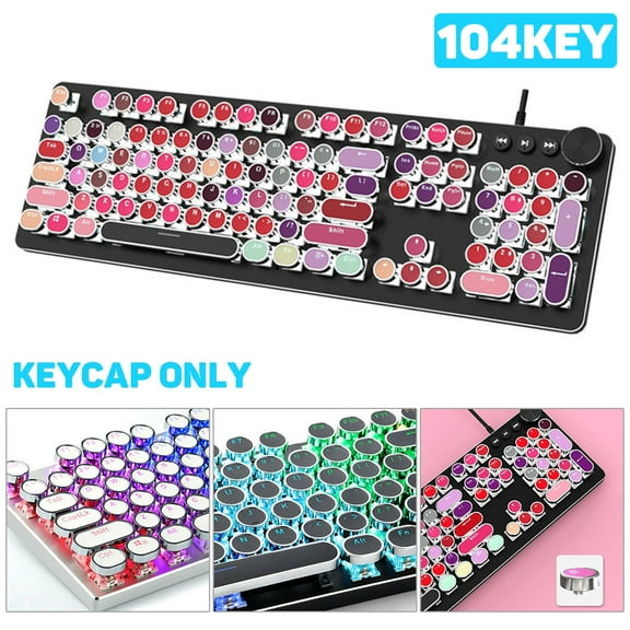 SPRING PARK 104Pcs/Set PBT Universal Round Key Cap Keycaps for Cherry MX Mechanical Keyboard