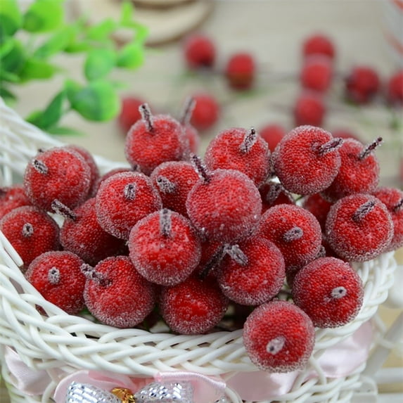 SPRING PARK 10Pcs Artificial Holly Berries Mini Fake Berries Decor Flower Wreath DIY Craft