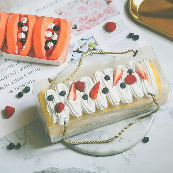 SPRING PARK 10Pcs Clear Cupcake Boxes Fairy Cake Muffin Gift With Gold Inserts Transparent PVC