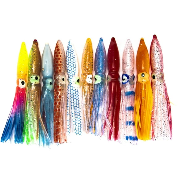 SPRING PARK 10Pcs Multicolor 8cm Fishing Lure Shaped Squid Octopus Saltwater Soft Bait fish for Fishing