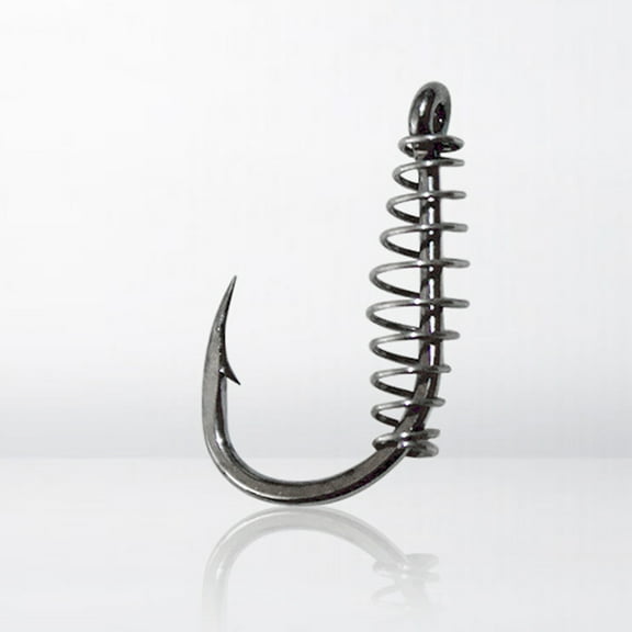 SPRING PARK 10Pcs Spring Fishing Hooks Stainless Steel Barbed Swivel Explosion Carp Fly Hooks