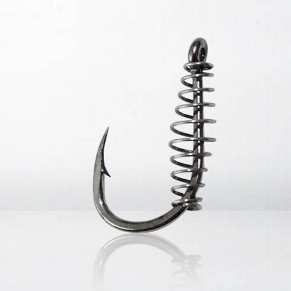 SPRING PARK 10Pcs Spring Fishing Hooks Stainless Steel Barbed Swivel Explosion Carp Fly Hooks