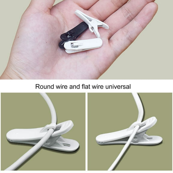 SPRING PARK 10pcs Headphone Clips Mini Portable Rotatable Earphone Cable Clip Clamp Headphone Cord Clothing Clip for Fixing Headphone Cord (Black)