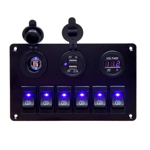 SPRING PARK 12-24V 6 Gang Car Marine Boat Circuit Board Voltage Display Switch Control Panel