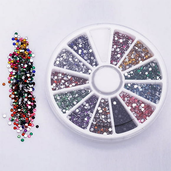 SPRING PARK 12 Colors 500 Pcs 2.0mm Glitter Tips Nail Rhinestones Gems Nail Gems Crystals Nail Art Rhinestones Supplies for Nails Art Decoration