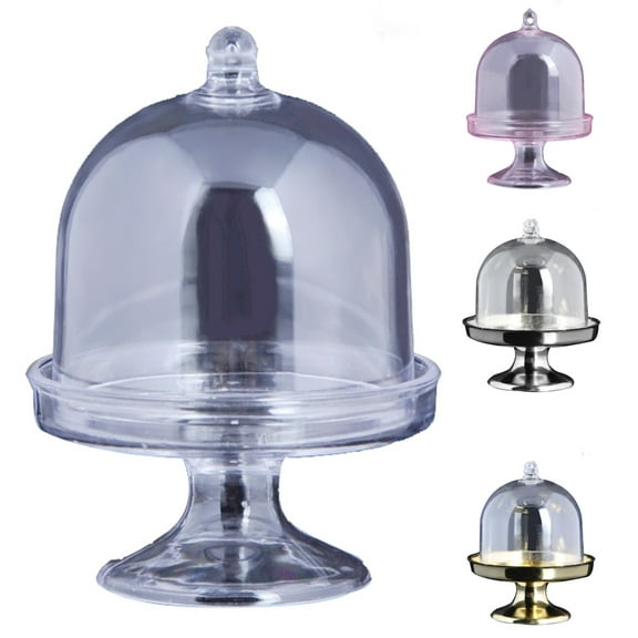 SPRING PARK 12Pcs/Set Clear Mini Cake Stand Cupcake Favor Wedding Container Plastic Party Candy Box
