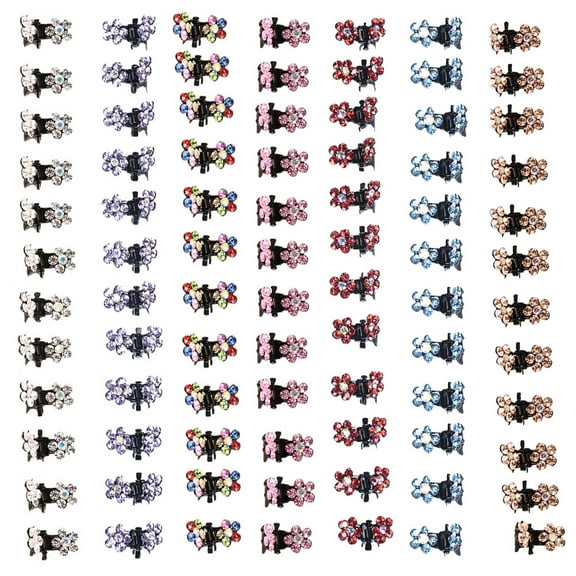 SPRING PARK 12pcs Mini Cute Bow Flower Black Metal Hair Clip Claw Claw Hairpin Rhinestone Crystal Headwear