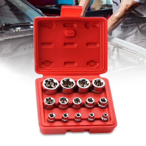 SPRING PARK 14Pcs External Torque Star Socket Set Drive Inverted Hexagonal Torx Impact Repair Tool Hand Tool Suit