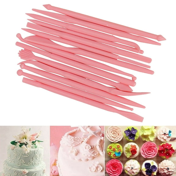 SPRING PARK 14Pcs Fondant Cake Decorating Hand Tool,Sugarcraft Rolling Pin Cake Smoother Fondant Cutter Embosser Decorating Sculpture Pen Modelling Accessories Supplies Kit