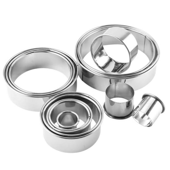 SPRING PARK 14Pcs Stainless Steel Cookie Cutter Set Biscuit Plain Edge Round Cutters Sizes Shape Molds