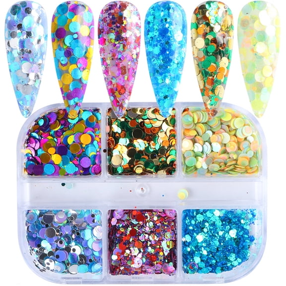 SPRING PARK 1Box Nail Art Stickers Decals Nail Supplies Glitter Sequins Nail Art Sequins Glitter Kits for DIY Nail Eye Makeup Sequins Decoration Accessories