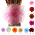 thumbnail image 1 of SPRING PARK 1Pair Classical Peony Flower Curtain Tieback Wedding Decorative Holdbacks Rope Rustic Style Drapery Holder Clip for Girl's Room, 1 of 7
