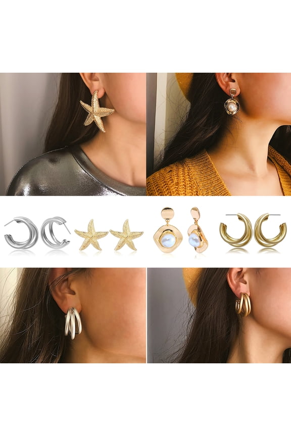 1Pair Imitation Pearl Circle Hoop Earrings for Women Men Jewelry Ear Clip Earring