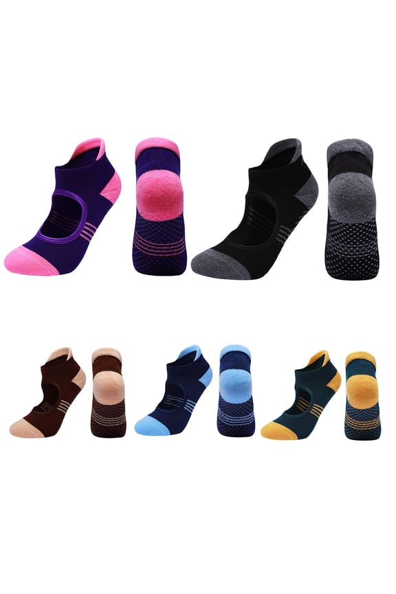 1Pair Unisex Non Slip Skid Pilates Fitness Yoga Dance Socks Anti-Slip with Grips Combed Cotton