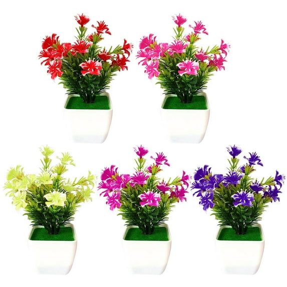 SPRING PARK 1Pc Artificial Fake Flower Potted Plant Bonsai Outdoor / Indoor Garden Home Decor