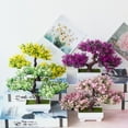 thumbnail image 1 of SPRING PARK 1Pc Artificial Green Plant Flower Drop Bonsai Potted Pine Tree Home Office Decor, 1 of 7