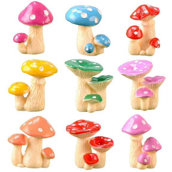 SPRING PARK 1Pc Mini Mushrooms for Fairy Garden PVC Mushrooms Miniature Figurines Colorful Miniature Garden Ornaments Fairy Garden Accessories