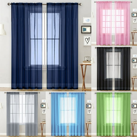 SPRING PARK 1Pc Solid Color Sheer Tulle Window Screening Curtains Drape Room Door Divider