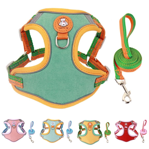 SPRING PARK 1Set Kitten Harness and Leash Stitching Color Escape Proof, Adjustable Cat Kitten Puppy Walking Jacket with Metal Leash Ring, Soft Breathable Small Pet Vest