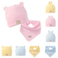 thumbnail image 1 of SPRING PARK 1pc Baby Boy Girl Solid Color Cotton Cap Summer Hat with Ears Triangle Towel Scarf, 1 of 7