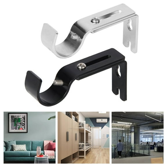 SPRING PARK 2 Pcs Curtain Rod Bracket, Adjustable Curtain Rod Brackets Iron Curtain Rod Holders Heavy Duty Curtain Rod Hardware Brackets Single Rod Bracket for Wall Mount