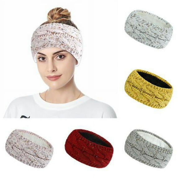 SPRING PARK 2 Pieces Winter Headbands Womens Cable Knitted Headbands, Woolen Yarn Winter Ear Warmers for Daily Wear and Sport