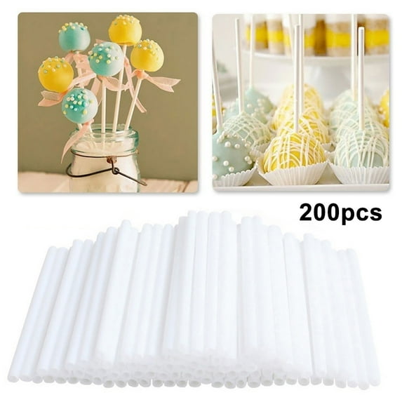 SPRING PARK 200Pcs Plastic Lollipop Sticks,Cake Pops Making Tools Candy Making Sucker Sticks for Cake Pop,Cookies,DIY Homemade Fruit Candy,Chocolate,Party