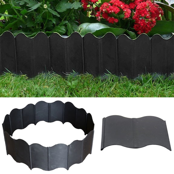 SPRING PARK 20Pcs Garden Plastic Fence Edging, Garden Decorative Edging Fence, Faux Brick Landscape Fencing for Patios Gardens Landscape Walkways