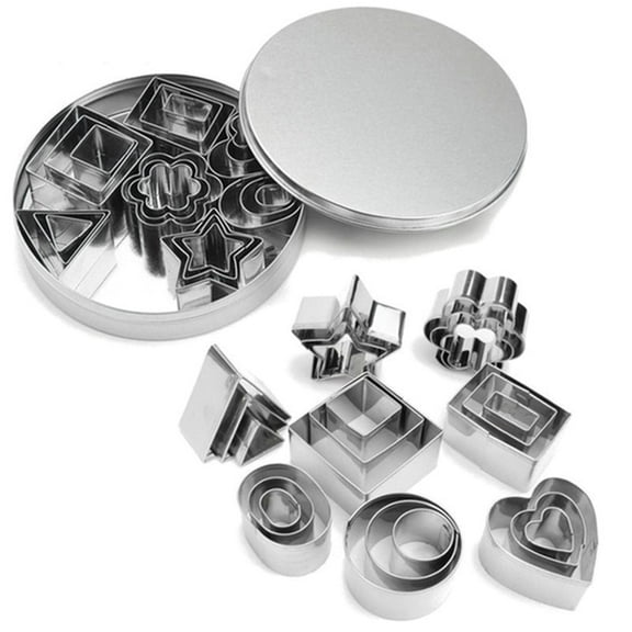 SPRING PARK 24Pcs Cookie Biscuit Cutter Star Heart Flower Round Stainles Steel Pastry Baking Mould