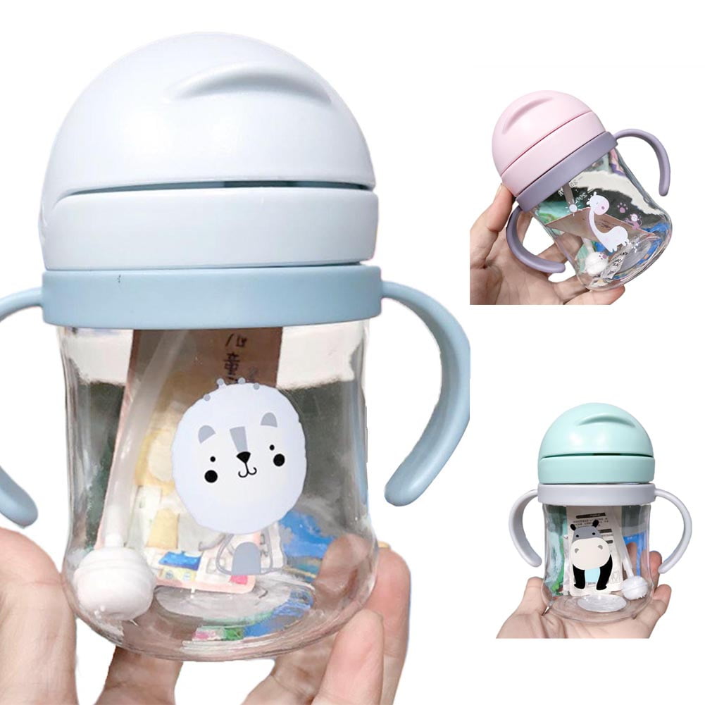 Baby Cups with Straw Bottle Drinking Water Kids Sippy Cup Handle Toddler  Feed_$z