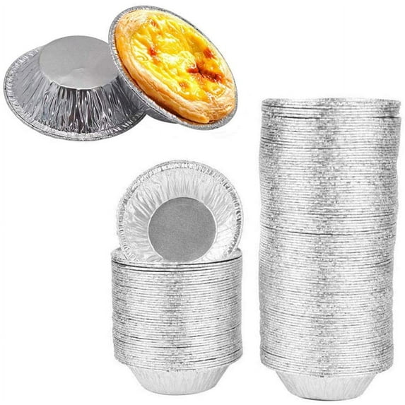 SPRING PARK 250PCS Disposable Baking Tinfoil Cupcake Circular Egg Tart Mold Cups