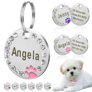 Free Engraving Marble Dog Tags, Personalized Collar Dog Tag, Free Engraving Pet ID Tags, Custom Dog Tags, Aluminum Tags for Dog, Collar Pet Tags, with