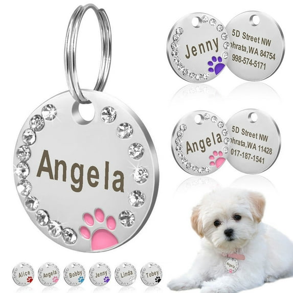 SPRING PARK 25mm Personalized Dog Tags Pet ID Name Custom Engraved Cat Puppy Tag Paw