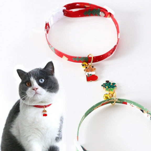 SPRING PARK 2Pack Christmas Cat Collar Breakaway with Christmas Tree Pattern, Safety Adjustable Kitten Collars