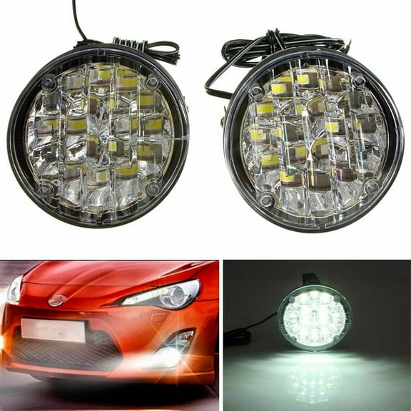 SPRING PARK 2Pcs 12V 18LED Car Vehicle Fog Lamp Round Driving DRL Daytime Running Light