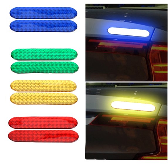 SPRING PARK 2Pcs Anti-collision Epoxy Car Door Reflective Warning Stickers Auto Decoration
