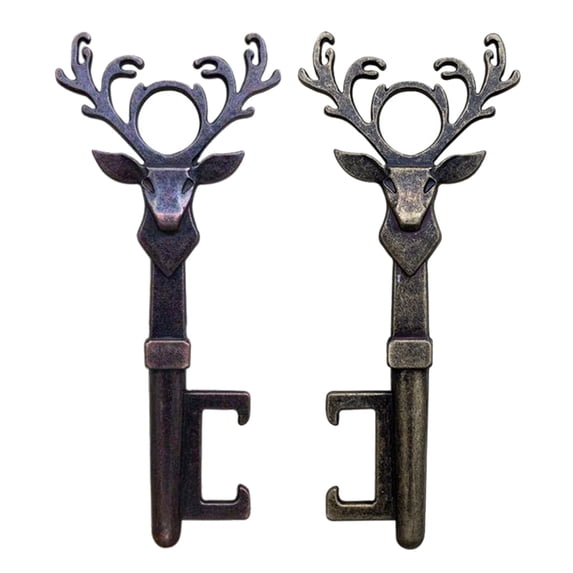 SPRING PARK 2Pcs Cast Iron Bottle Opener, Heavy Duty Wall Beer Bottle Opener Deer Head Wall Mount Bottle Cap Openers - Vintage Rustic Style Wall Decoration