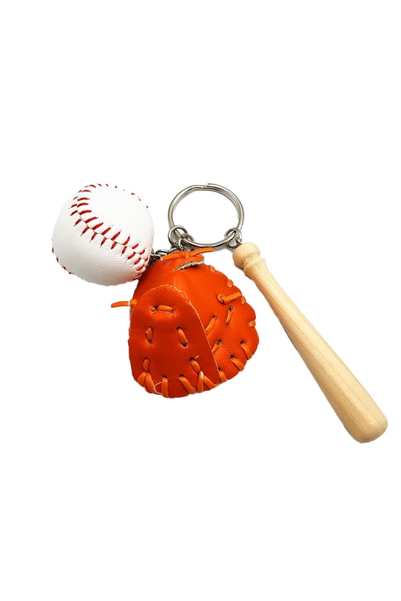 2Pcs Creative Keychain Toy Faux Leather Baseball Key Holder Key Chain Sports Pendant