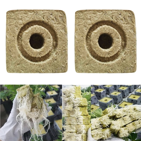 SPRING PARK 2Pcs Cubes Stonewool Starter Plugs Hydroponics Growing Medium Soil Culture Grow Cubes Starter Sheets of Cutting Cloning Plant Propagation