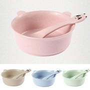 SPRING PARK 2Pcs/Set Cute Cartoon Wheats Straw Panda Kids Dish Bowl Spoon Set Baby Food Feeding Tableware