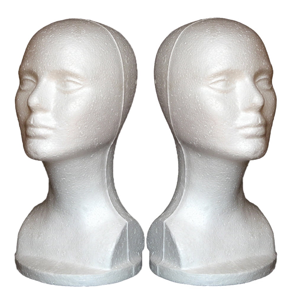 SPRING PARK Styrofoam Wig Heads Female Foam Head Mannequin Manikin  Cosmetics Model Head Glasses Hats Hairpieces Wigs Display Stand Holder 