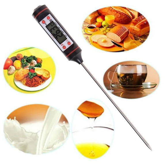 SPRING PARK 2Pcs/Set Meat Thermometer,Instant Read Digital Cooking Thermometer,Electronic Food Thermometer with Super Long Probe for Kitchen,Milk,Candy,BBQ and Grill