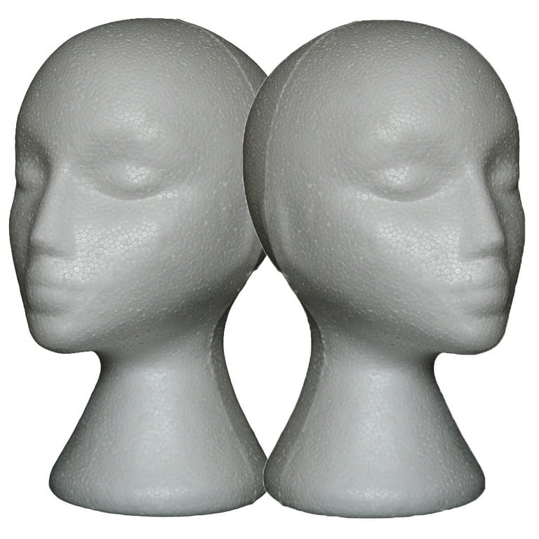 SPRING PARK 2Pcs Set Styrofoam Wig Head Female Foam Mannequin head Style Model And Display Hair Hats and Hairpieces For Home Salon