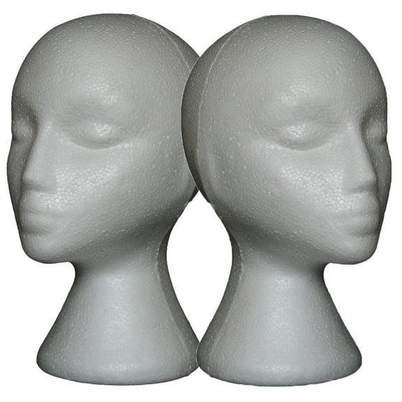 SPRING PARK 2Pcs/Set Styrofoam Wig Head - Female Foam Mannequin head - Style, Model And Display Hair, Hats and Hairpieces - For Home, Salon