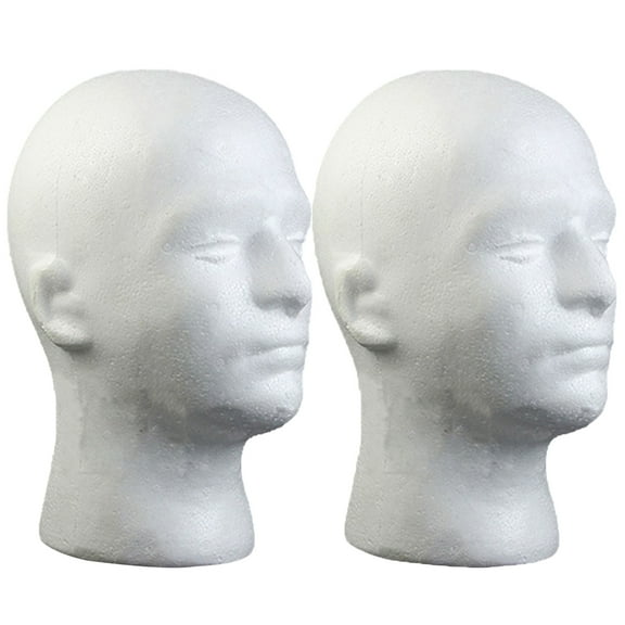 SPRING PARK 2Pcs/Set Styrofoam Wig Head Male Foam Mannequin Wig Stand and Holder for Style, Model And Display Hair, Hats and Hairpieces