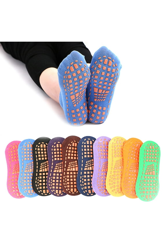 2Pcs Unisex Adult Children Cotton Anti-slip Trampoline Yoga Fitness Gym Ballet Short Socks